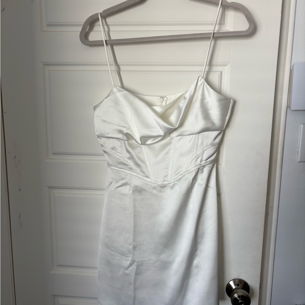 Zara White Satin Mini Dress